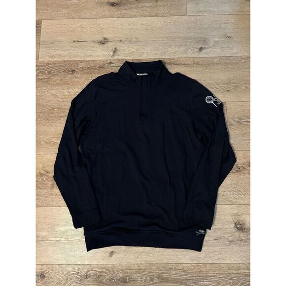 Travis Mathew Pullover Mens XL Black Cloud Quarter Zip Sweater Sweatshirt - Picture 1 of 3